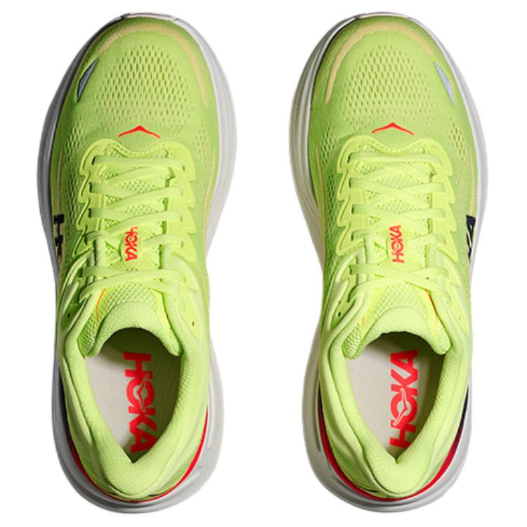HOKA One One Bondi 9 Устойчивые к истиранию Дышащие Упругие Беговые кроссовки Мужские Ярко-зеленые 1162011-NYZS
