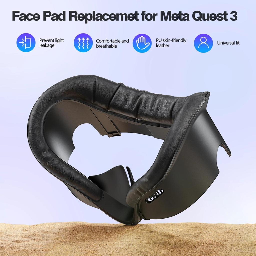 Breathable 3-in-1 VR Face Cover Replacement Cushion Pad for Meta Quest 2 3 3S with Glasses Spacer Air Circulation VR Accessories 5