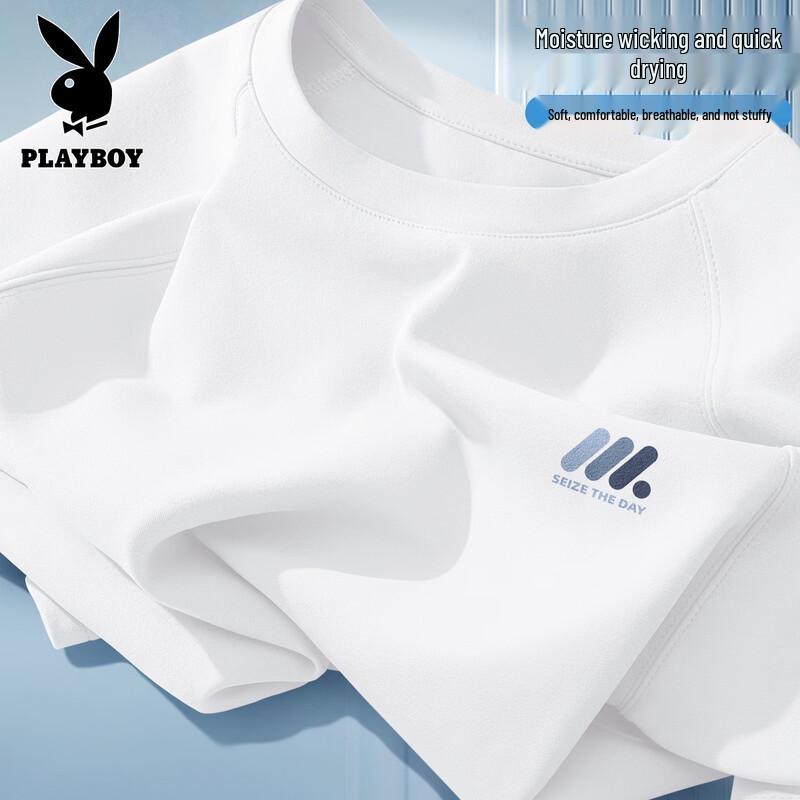 PLAYBOY Мужская дышащая футболка с коротким рукавом, быстросохнущая