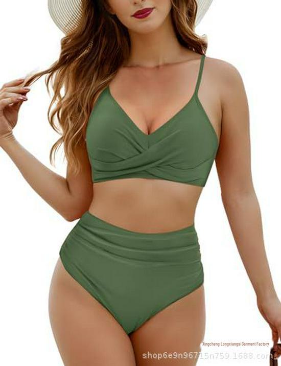 2024 Новый женский европейский и американский купальник-бикини из двух частей с перекрестными бретелями