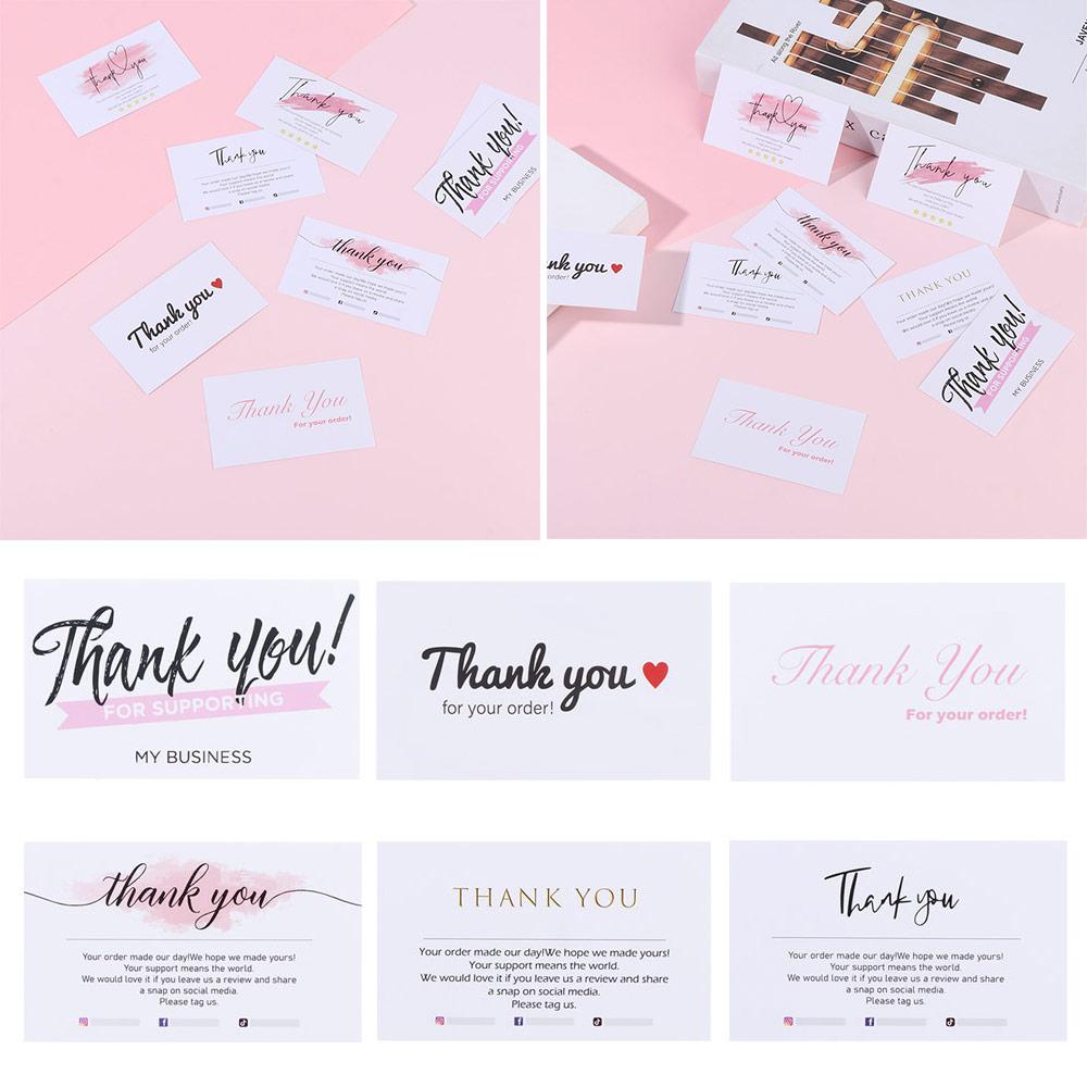 Пакет открыток «Спасибо за ваш заказ» Розовый акварельный Для малого бизнеса Выразите признательность