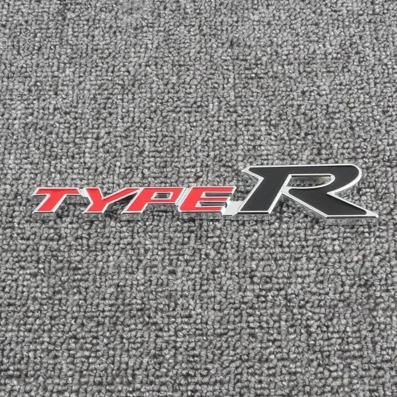 3D Metal Type R Logo Car Rear Trunk Front Grill Badge Emblem Sticker Decals For Honda Civic Fit Accord TypeR Accessories CTI4
