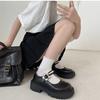 Black Pearl Retro Small Pu Leather Shoes Women 'S Student Thick Bottom Japanese Simple Jk Shoes Mary Janes Shoeswomen Shoes