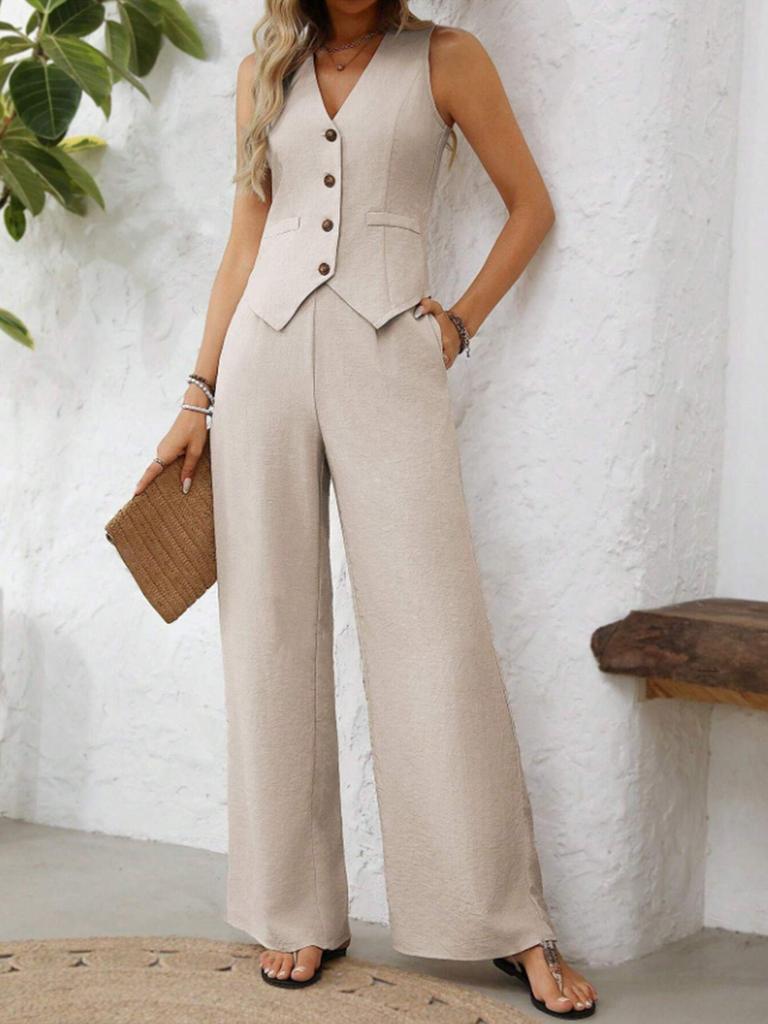 2024 European & American Fashion Vest Trouser Set: Collage Stitching Leisure Suit X1885