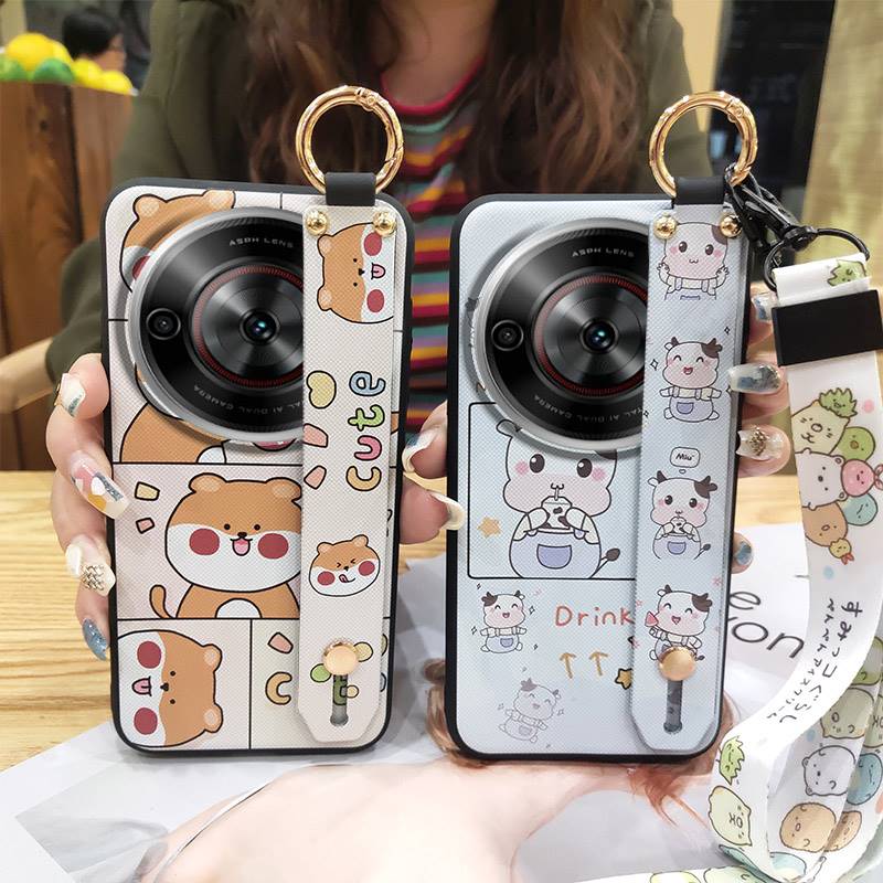 Cute Durable Phone Case For ZTE Blade A75 5G/Nubia Focus 5G/Calf 5G Cartoon Anti-knock Soft Case Ring Protective Lanyard