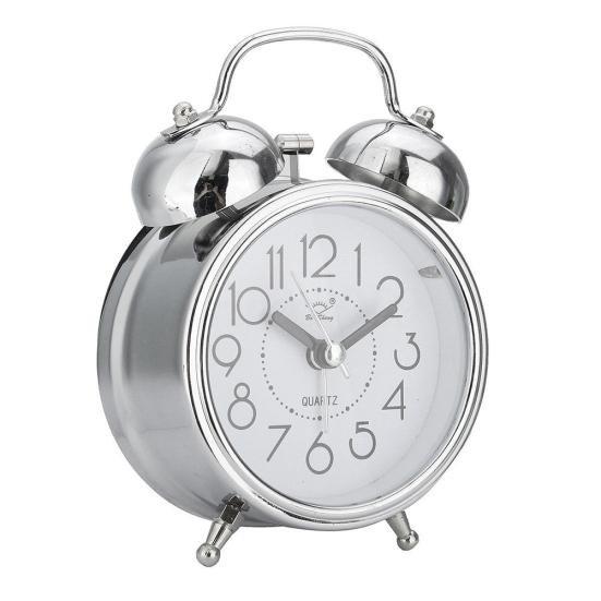 Classic Silent Double Bells Quartz Movement Bedside Table Retro Mini Alarm Clock