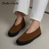 Женские балетки из натуральной кожи, натуральная шерсть, туфли на плоской подошве, модная удобная женская обувь