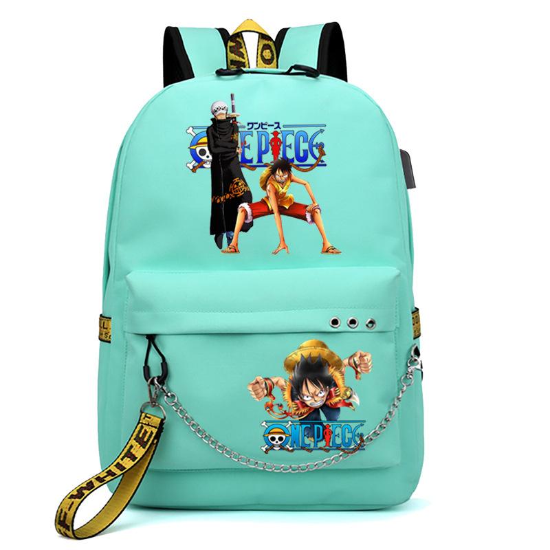 Школьная сумка-рюкзак USB с принтом One Piece для учеников начальной и средней школы, для мужчин и женщин, с лямками
