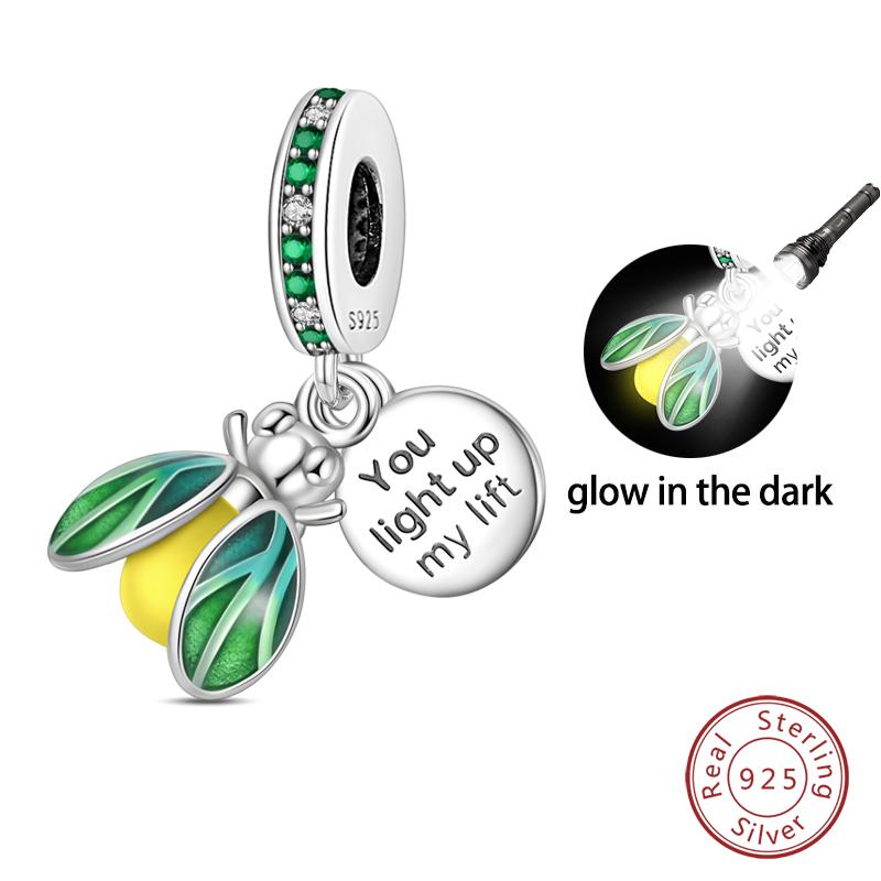 Новые 100% Медные Светящиеся в темноте Подвески-шармы с драгоценными камнями в форме сердца и бабочки, Подходят для оригинального браслета Qikaola, DIY, Ювелирные изделия на день рождения