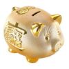 Pig Piggy Bank Gold Good Luck Money Luck Fortune Feng Shui Lucky Item Interior Pig Cute Coin Box Gift Toy 16cm X Width 14cm X Height (Length