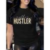 Женская футболка с принтом ко Дню матери 'Mother Hustler', королевский синий, с круглым вырезом, короткий рукав, полиэстер, повседневная, весна-лето, топ