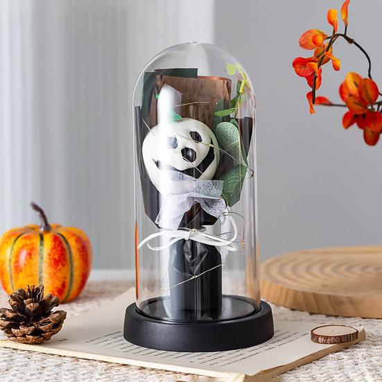 Pumpkin Dome Light LED Clear Cloche Pumpkin Night Light for Halloween Home Kitchen Tabletop Mantel Garden Poolside Decor