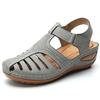 Retro Women's Sandals Car Line Hole Shoes Large Size Round Toe Wedges Comfortable Sandals Women