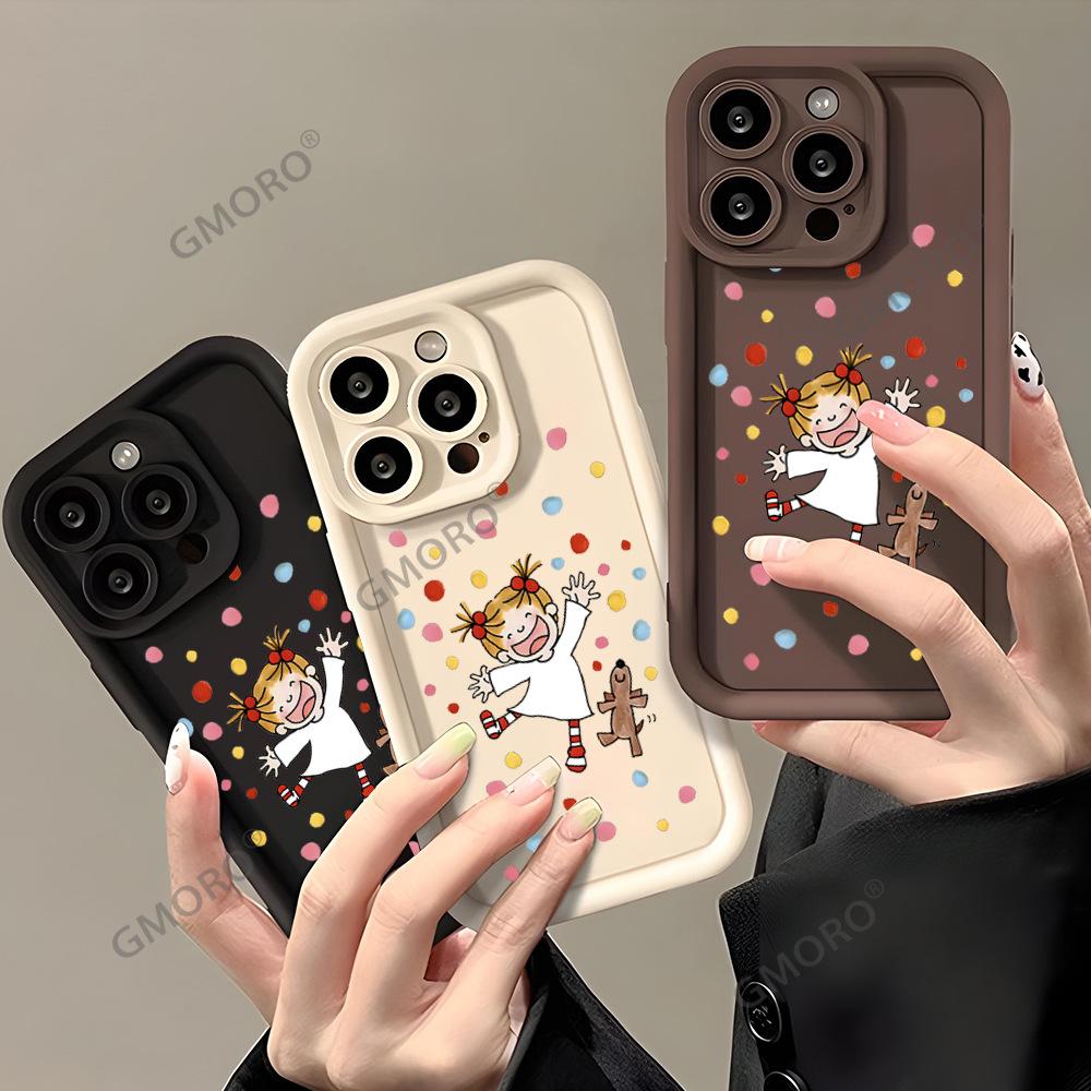 Скандинавский хит продаж милая девочка в горошек подходит для Apple 17pm чехол для мобильного телефона с граффити 16/15 корейский силиконовый мягкий чехол