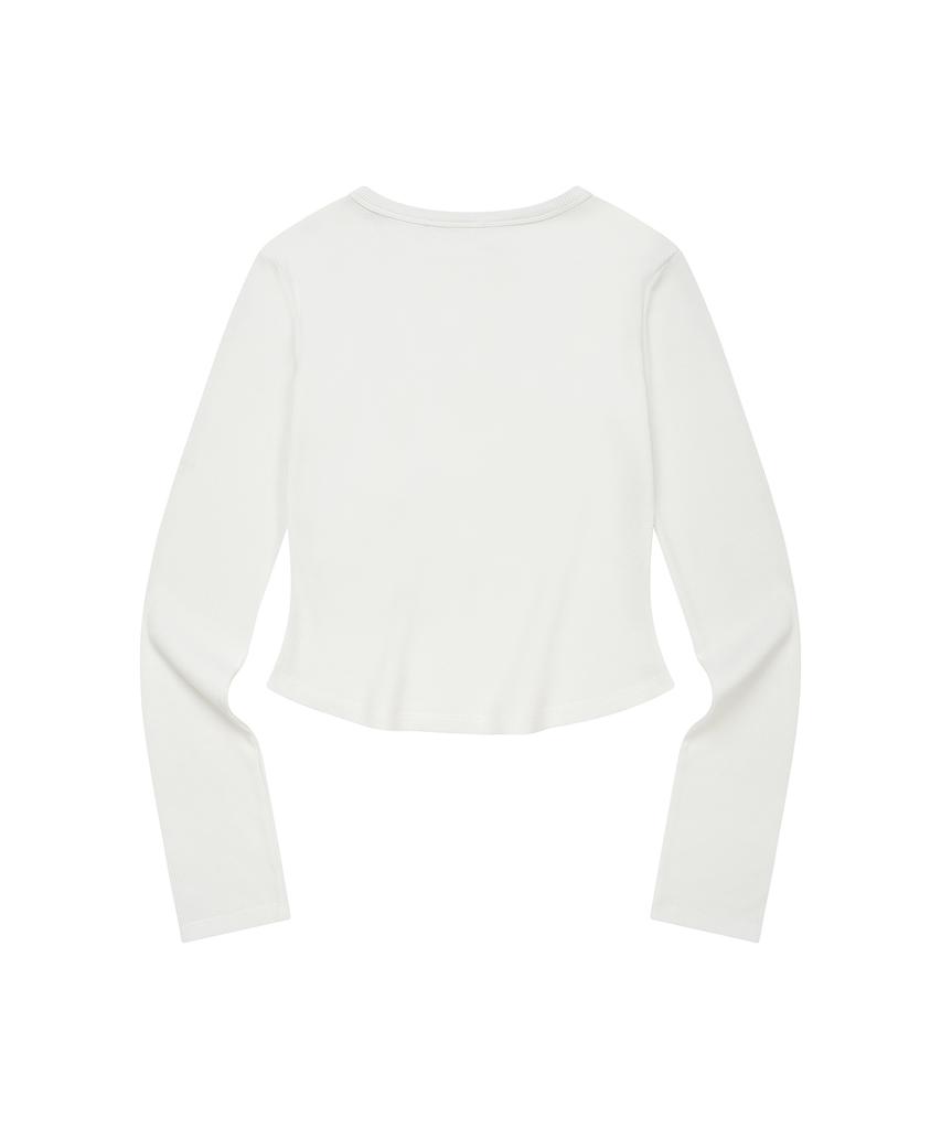 Waffle Henley с длинным рукавом и графическим принтом LMR, цвет слоновой кости