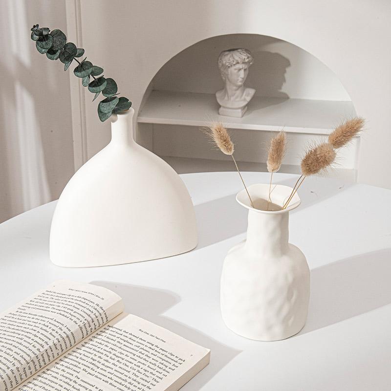 Пластиковая ваза для цветов в скандинавском стиле, белая цветочная бутылка, современный стиль, керамический искусственный цветочный горшок, настольное украшение для дома, орнамент