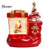 Snow Falling Christmas Gift Globes Lantern with Music, Lighted Xmas Boot Snowing Santa Ornament, Eve for Kids Battery Operated Snowman Night
