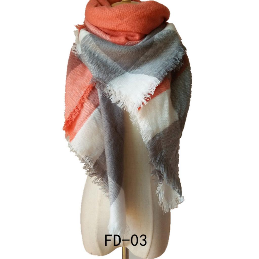 Autumn and Winter Faux Cashmere Black and White Double-sided Large Plaid Square Scarf Scarf Ladies Shawl