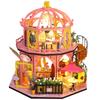 Moin Moin Dollhouse Miniature DIY Kit Scale Instructions Flower LED Acrylic and Music Box Set, 1/24 [English Included], Florist, Cafe, Shop, Two-Story