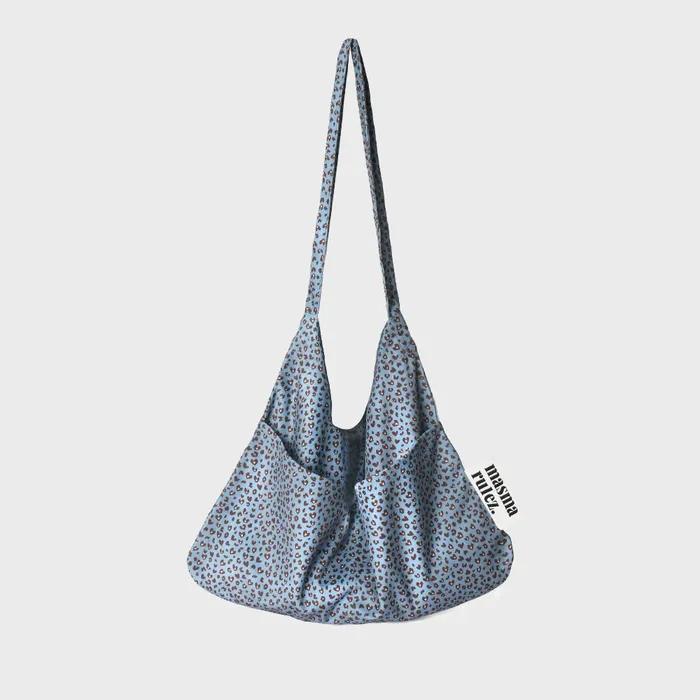Rabbit eco bag_Heart leopard mauve blue