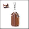 Vintage Real Genuine Leather Key Wallet Women Keychain Covers Double Zipper Key Wallet