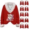 Women's Fashion Casual Christmas Printed Long Sleeve V-Neck  Knitted Sweater Pullover Top