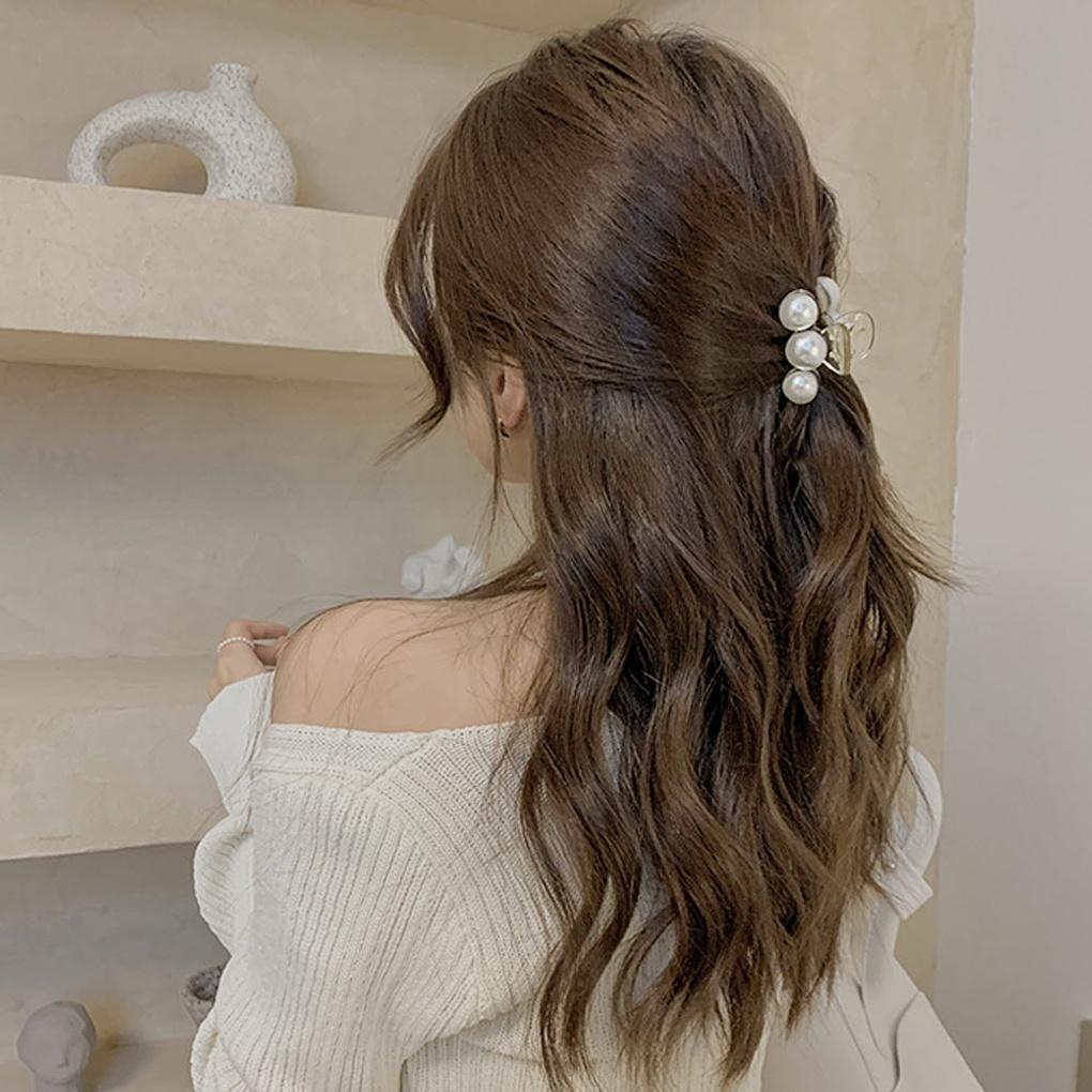 Круглая заколка-краб для волос с жемчугом 4 шт.