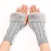 Faux Rabbit Hair Knitted Gloves Fingerless Winter Mittens Japanese Plush Gloves  Women Girls