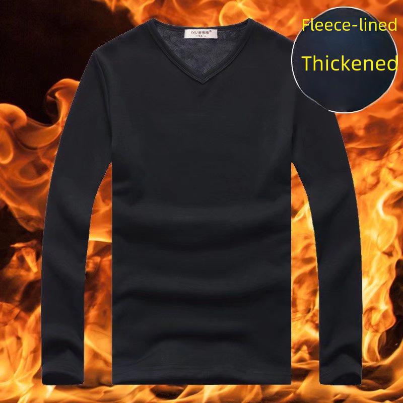 Мужской плотный бархатный топ с V-образным вырезом и длинными рукавами, термобелье
