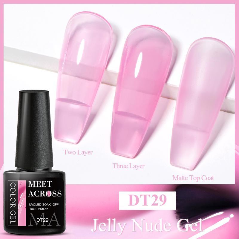 MEET ACROSS 1 Bottle 7ml Jelly Amber Gel Polish Translucent Jelly Nail Gel Manicure UV LED Semi Permanent Soak Off Nail Polish