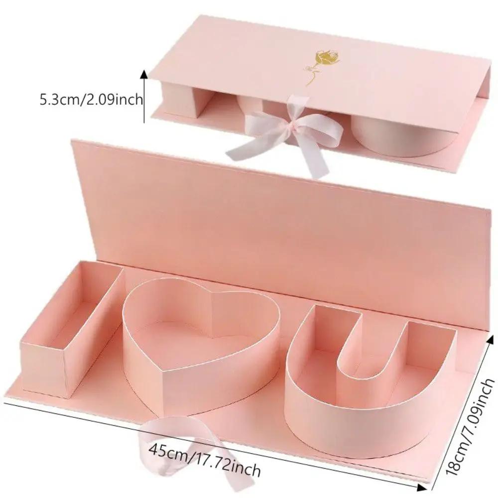 Прямоугольная Красная Коробка-Подарок Я Люблю Тебя Пустая Коробка Романтический Цвет Коробка для Подарка на День Святого Валентина Большого Размера Цветочная Коробка в Форме Буквы Более Толстые Цветы