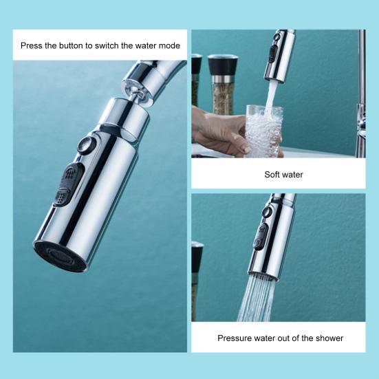 Удлинитель кухонного крана, аэратор, брызгозащищенный излив, 3 функции, кухонный кран, насадка с распылительной головкой, поворотный на 360 градусов удлинитель крана