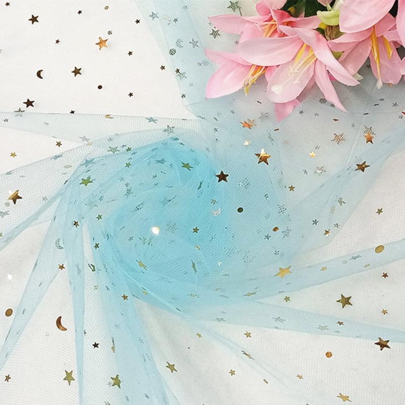 Предварительно нарезанная сетчатая ткань из тюля «Звездная луна» для букетов, юбок для стола и платьев для кукол