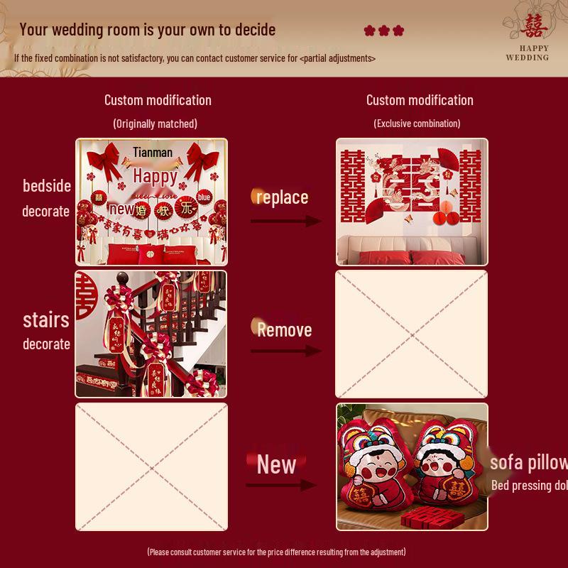 Полный набор для украшения свадебной комнаты: Предметы первой необходимости для декора спальни жениха и невесты