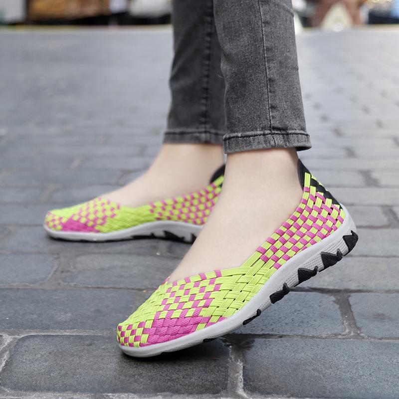 Summer Handmade Braid Beach Shoes Women Slip On Large Size Casual Espadrilles Breathable Sneakers Lazy Shoes