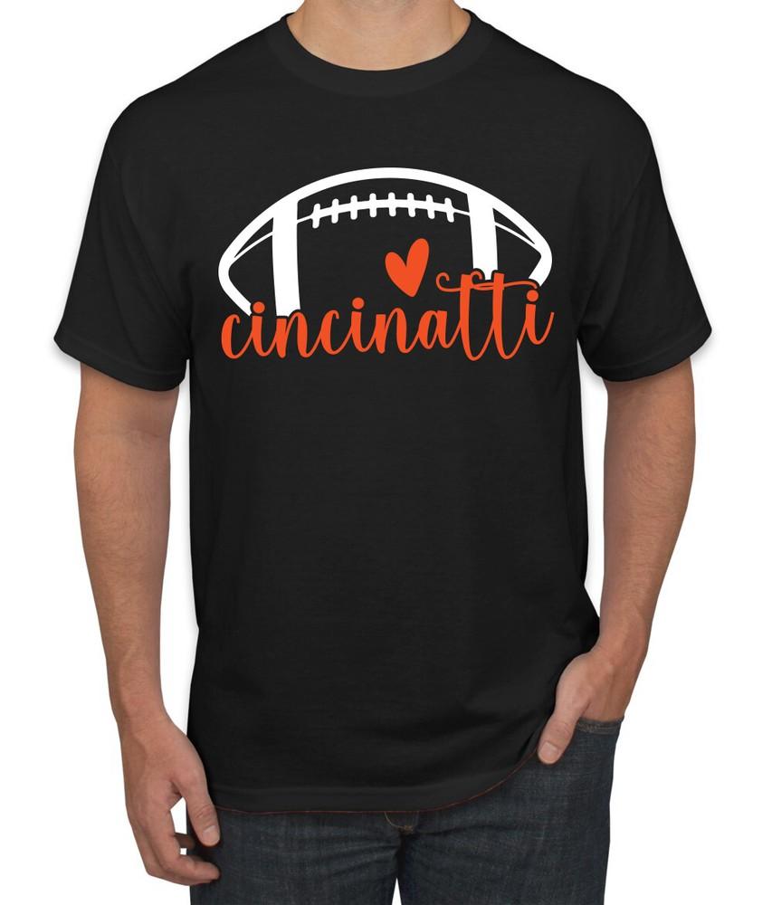 Fan Of Cincinatti Football Orange Heart Script Writing Men TShirt Unisex T-Shirt