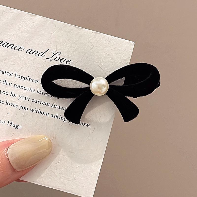 Бархатный красный бант заколка для волос: Женская осенне-зимняя «уточка» для челки и лба