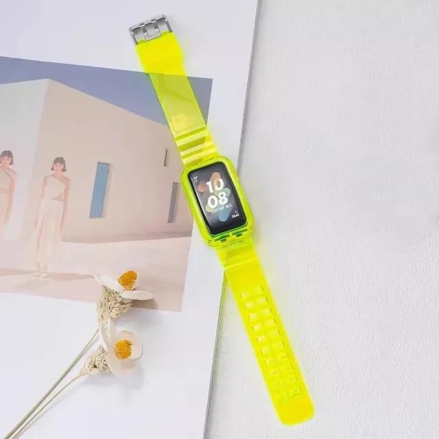 Силиконовый ремешок + чехол для Huawei Band 9 8, прозрачный сменный ремешок для часов, браслет для Honor Band 7, 6, защитный чехол, аксессуары