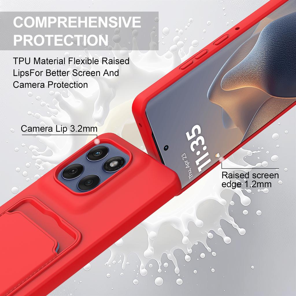 For Motorola Moto G Stylus 5G (2025)/Motorola Edge 60 Stylus 5G Liquid Silicone Case  Phone Back Cover with Card Holder and Short Strap