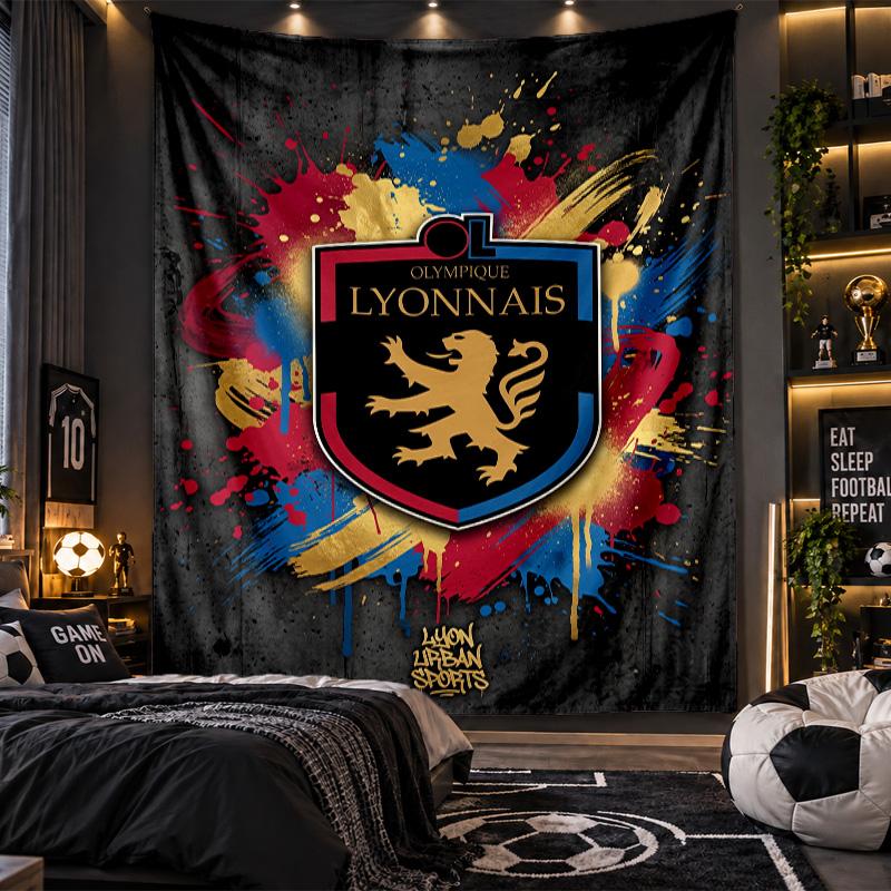 Wall Hanging Tapestry Lyon FC Print Cloth for Living Room Bedroom Home Decor