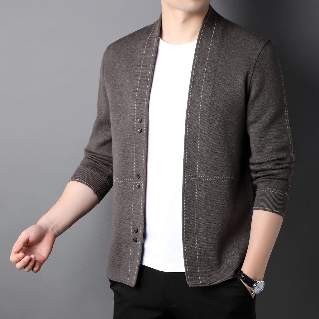 Autumn New Wool Young Men's Sweater Cardigan Wear Korean Version of The Trend Coat with Sweater