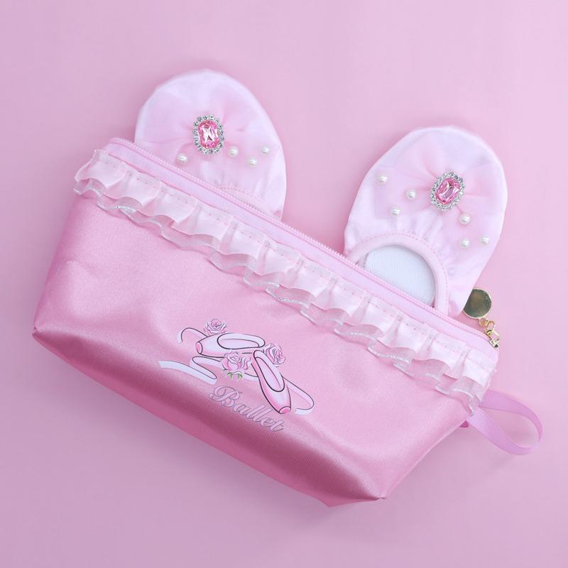 13*24.5СМ Кружевная сумка для хранения танцевальной обуви Детская водонепроницаемая атласная сумка-органайзер для канцелярских принадлежностей Сумка для хранения танцевальной обуви