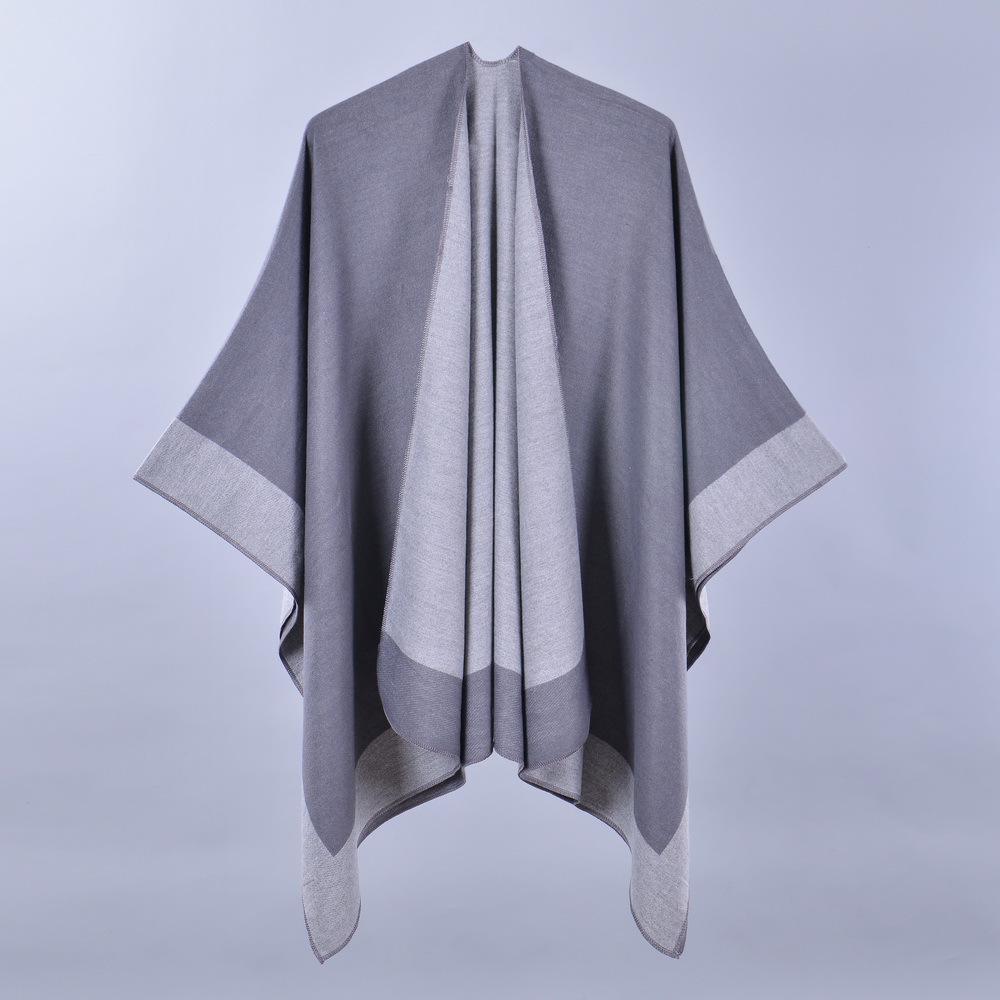 Women's Versatile Solid Color Spring Scarf Shawl - Imitation Cashmere Poncho for All Seasons