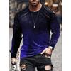 Mens Gradient Long Sleeve Vintage Crew Neck Tee - Soft, Breathable, Stylish Design for Spring and Autumn - Classic Casual Wear for Mens Clothing