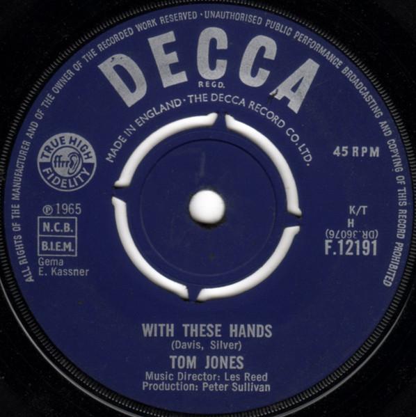 7-дюймовая пластинка ТОМ ДЖОНС - С этими руками F12191 Decca 1965 Великобритания Рок Б/У
