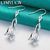 925 Sterling Silver Geometry Zircon Earrings For Women Fashion Charm Jewelry