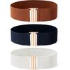 3 Pack Stretchy Belts for Women Elastic Adjustable Ladies Waist Belt with Gold Buckle for Dresses