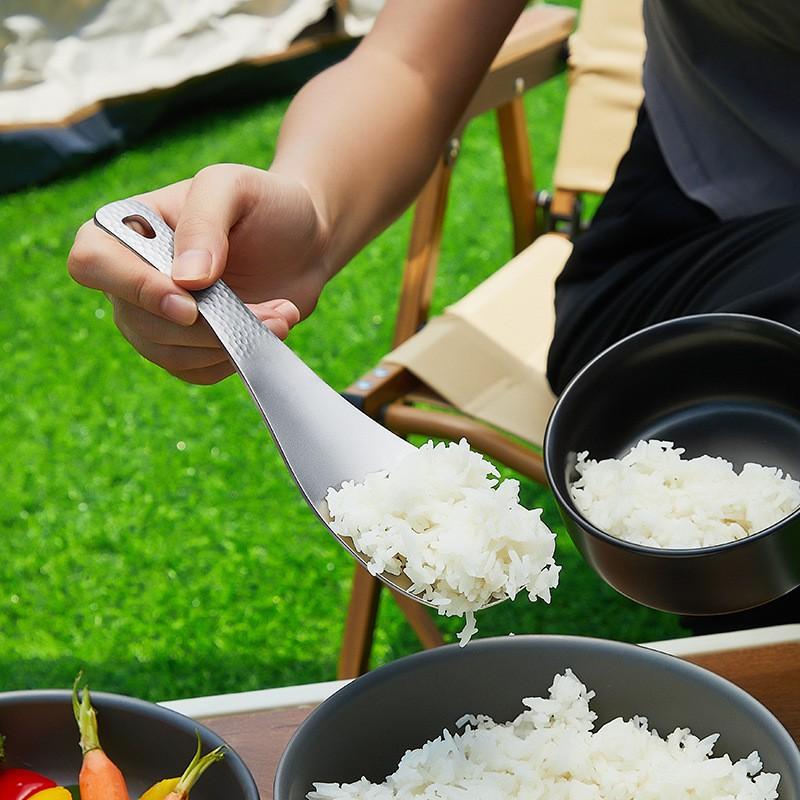 Titanium Rice Spoon Soup Set Home Camping Lightweight Portable Utensil 2-Piece Pure Kitchen Tool