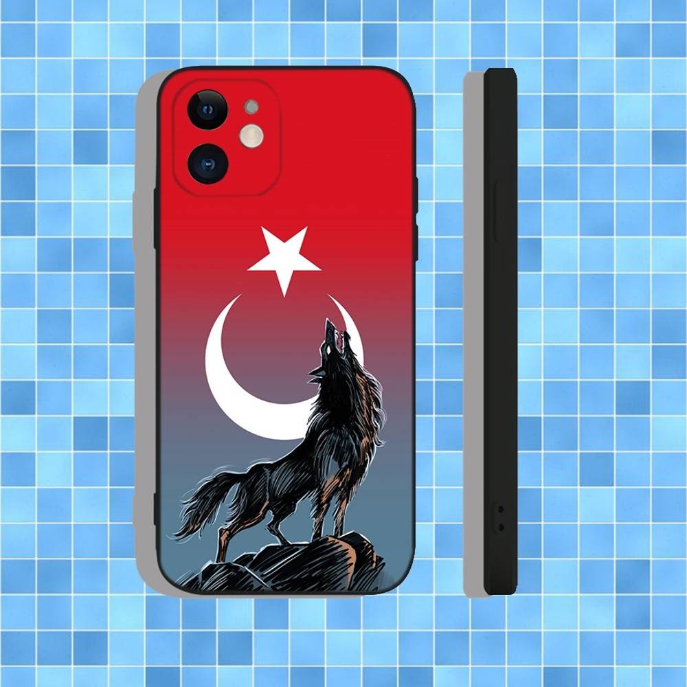 Чехол для телефона Turk Wolf Turkey Flag для iPhone 17,16,15,14,13,12,11,Pro,Max,Plus,Air,X,XS,XR,SE,8,7,Mini,Мягкий Черный Чехол