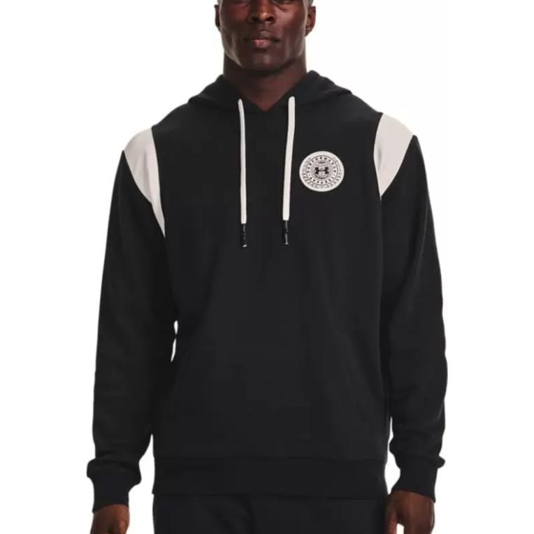 Under Armour Свитшот Rival Logo Printed Drawstring Hooded Long Sleeve Hoody Hoody Hoody Men Hoody Black 1373829-001